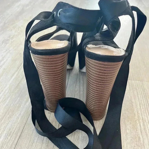 Womens JustFab Black Peep Toe Wrap Heels - 7.5 - Picture 7 of 10